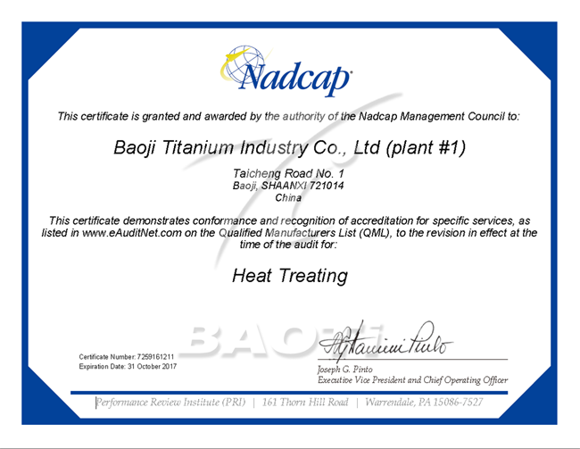 NADCAP heat treating certification